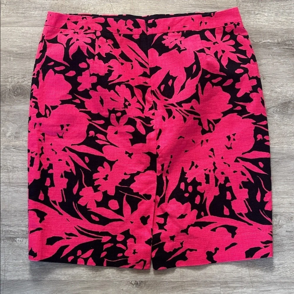 J. CREW Floral Pencil Linen-Like Slit Lined Skirt 14